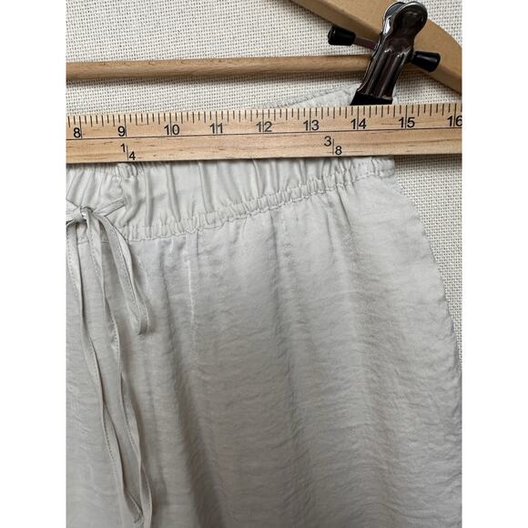 H&M Women’s Ivory Cream Drawstring Pants Sz M 100% Polyester Loose Fit Elastic - Picture 6 of 10